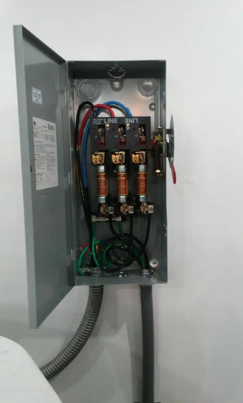 Three-phase disconnect switch installed for Electrical Wiring & Rewiring in Volney